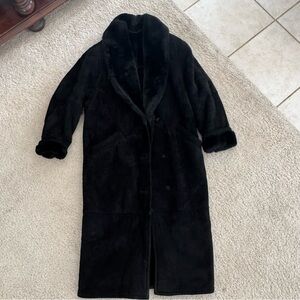Vintage long suede jacket (genuine leather)